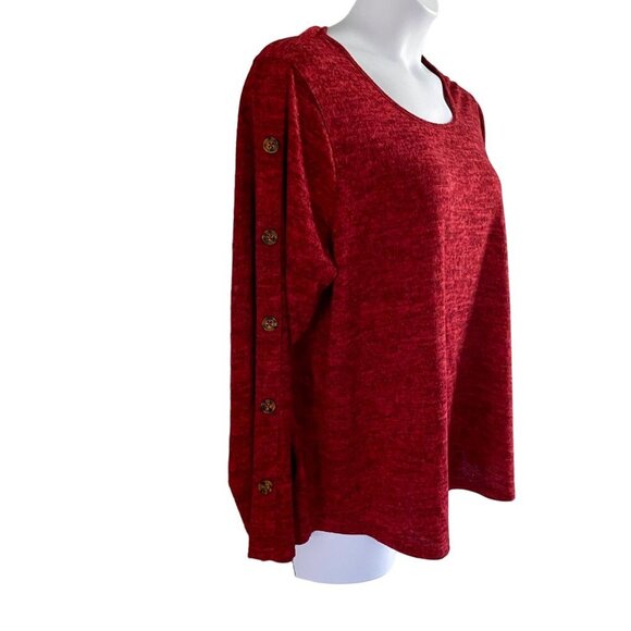 All In Love Long Sleeve Pull Over Red Top Decorative Buttons Women's Size 2X NEW - Picture 4 of 11